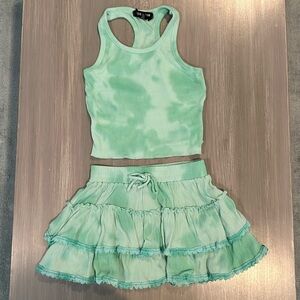 Global Love (Flowers by Zoe) Mint Green Tie Dye Tank and Skirt Set